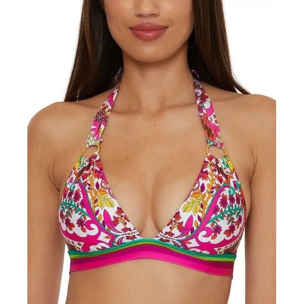Trina Turk Women's Hawaiian Garden Print Ring Halter Paisley Floral Halter 8 $98